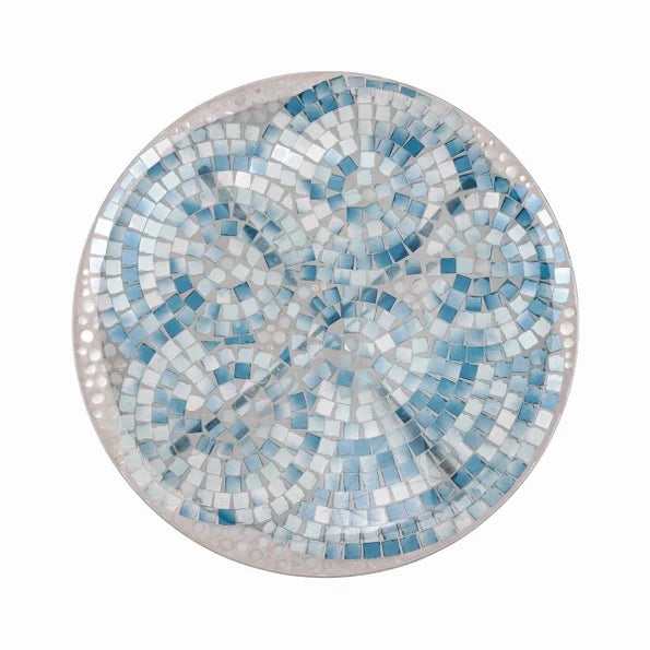 18’’ Blue Swirl Mosaic Glass Birdbath - Birdbath