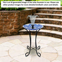 18’’ Blue Swirl Mosaic Glass Birdbath with Solar Fountain
