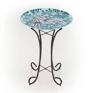 18’’ Dragonfly Duo Mosaic Glass Birdbath - Birdbath
