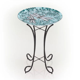18’’ Dragonfly Duo Mosaic Glass Birdbath - Birdbath
