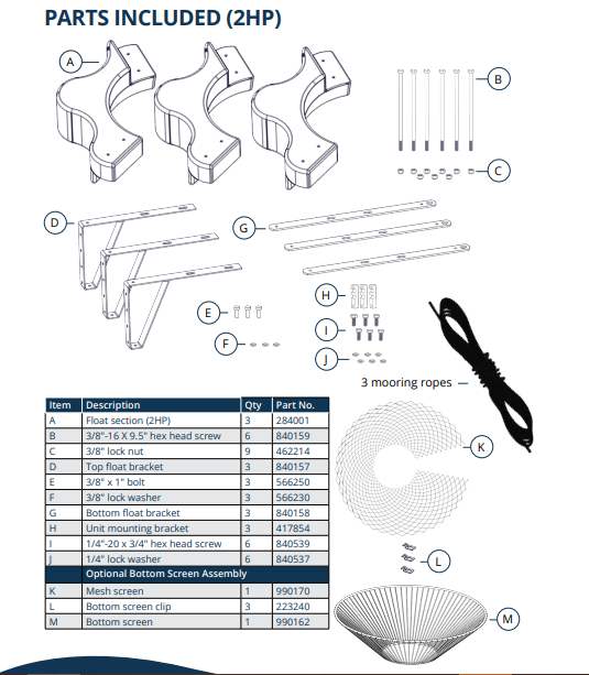 Kasco® Surface Aerator Replacement Parts for 2 HP