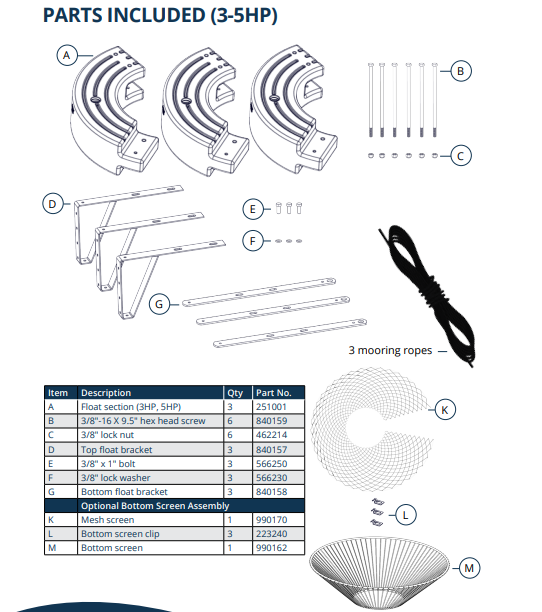 Kasco® Surface Aerator Replacement Parts for 3-5 HP