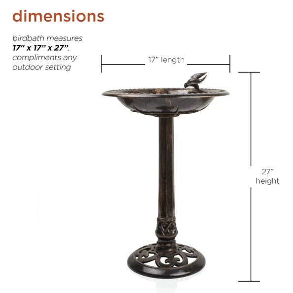Bronze Birdbath with Bird Decoration - Birdbath