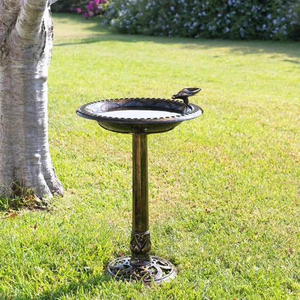 Bronze Birdbath with Bird Decoration - Birdbath