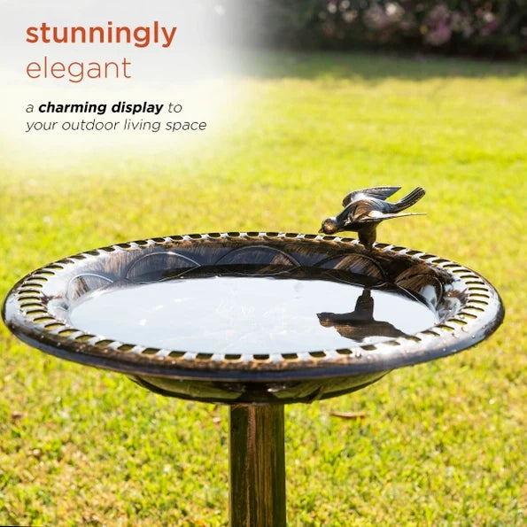 Bronze Birdbath with Bird Decoration - Birdbath