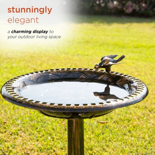 Bronze Birdbath with Bird Decoration - Birdbath