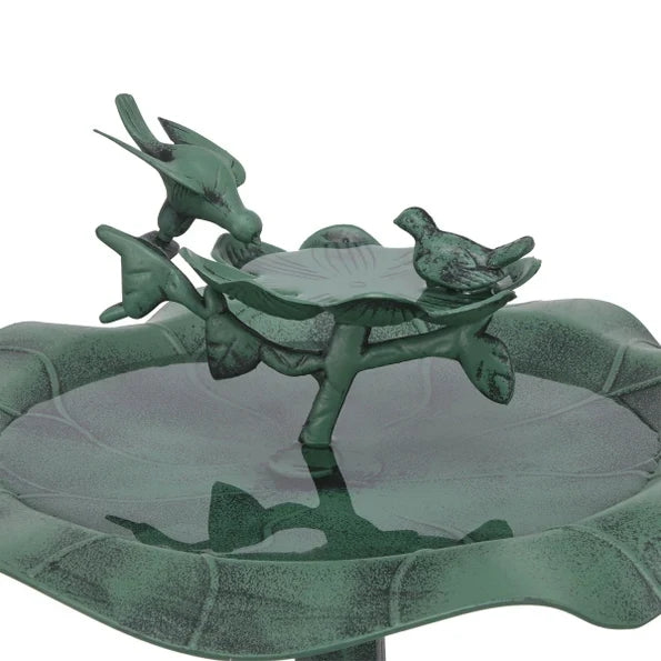 Lotus Birdbath with Birds - Birdbath