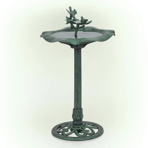 Lotus Birdbath with Birds - Birdbath