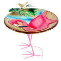 Metal Birdbath with Flamingo Pattern - Birdbath