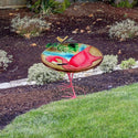 Metal Birdbath with Flamingo Pattern - Birdbath