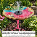 Metal Birdbath with Flamingo Pattern with Solar Fountain