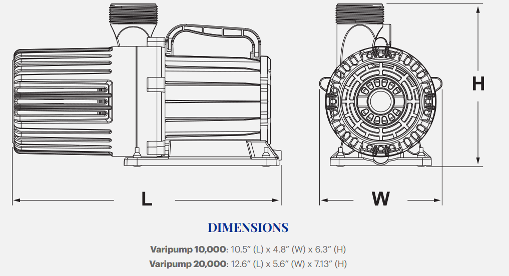 Evolution Aqua VariPump Dimensions